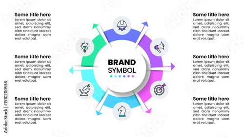 Infographic template. Circle with arrows and 6 steps
