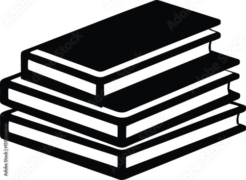 Books icon, stack of black books silhouette vector illustration