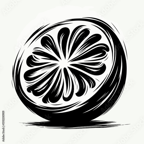 Citrus slice in stylized black design