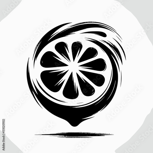 Citrus slice in stylized black design