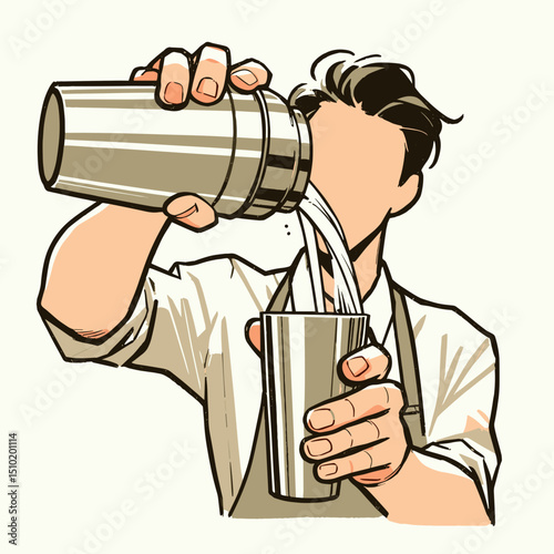 Bartender pouring cocktail using shaker