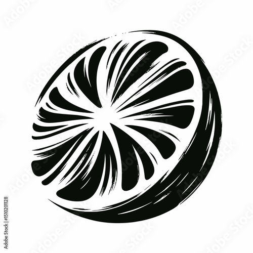 Citrus slice in stylized black design