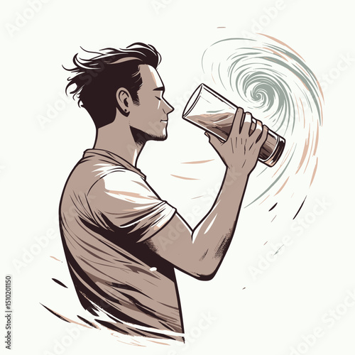 Man drinking from tall cocktail glass
