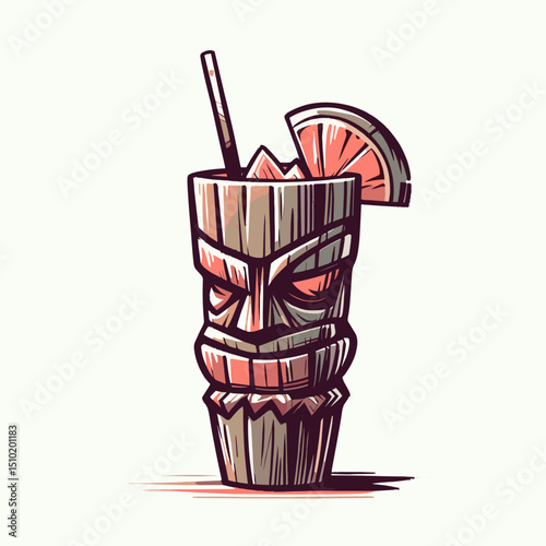 Wooden tiki cocktail mug 
