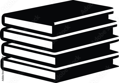 Books icon, stack of black books silhouette vector illustration