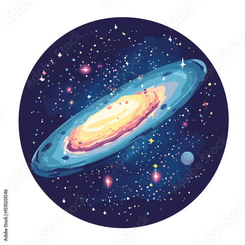 Fototapeta Naklejka Na Ścianę i Meble -  Milky Way vector 2D flat illustration, isolated on a white background.