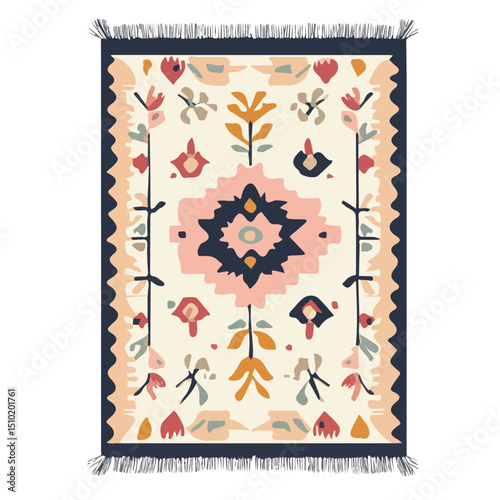 Reversible Rug 2D flat vector illustration, isolated on a white background.