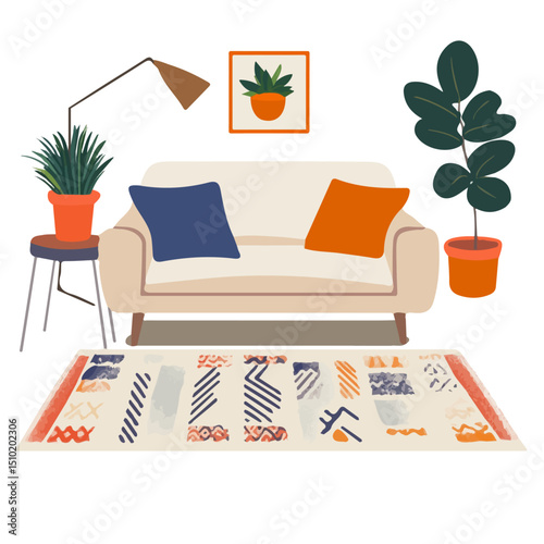 2D flat Reversible Rug vector illustration, isolated on a white background.