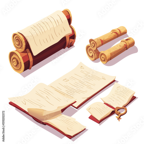 2D flat vector illustration of Historic Manuscript, isolated on a white background.