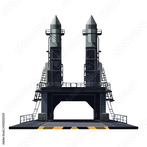 2D flat vector illustration of Launch Pad, isolated on a white background.