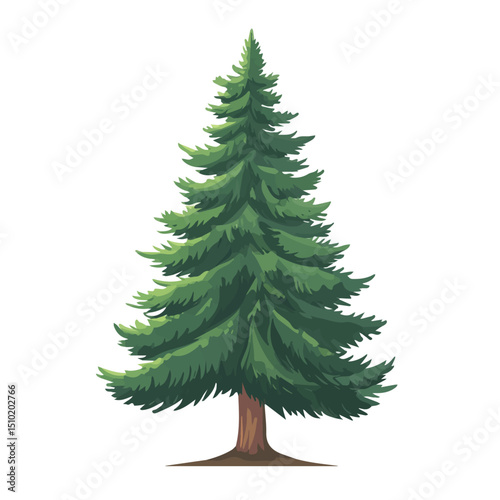 Pine Tree 2D flat vector illustration, isolated on a white background.