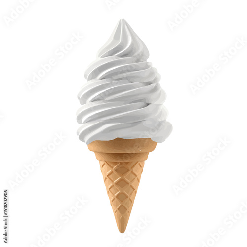Ice Cream Cone 2D flat vector illustration, isolated on a white background.