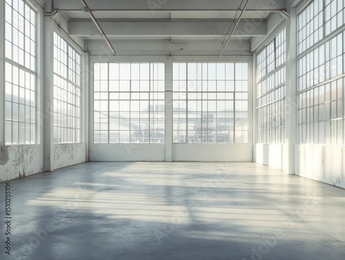 Wallpaper Mural Empty industrial space with large windows Torontodigital.ca