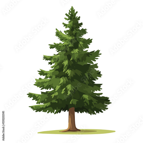 Pine Tree vector 2D flat illustration, isolated on a white background.