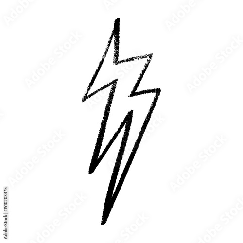 Lightning thunderbolt pictogram outline. Power logo with electric flash energy. Flat vector illustration isolated on white background.