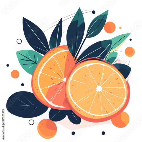Orange Slices vector 2D flat illustration, isolated on a white background.