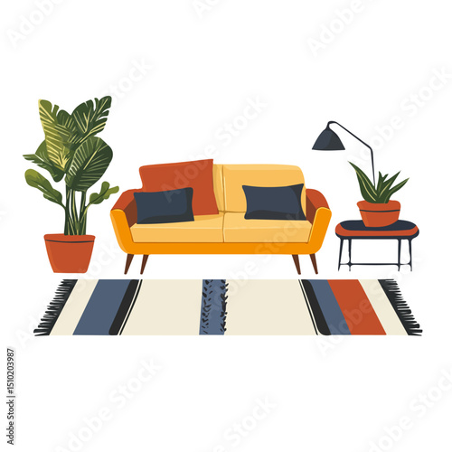 2D flat vector illustration of Reversible Rug, isolated on a white background.