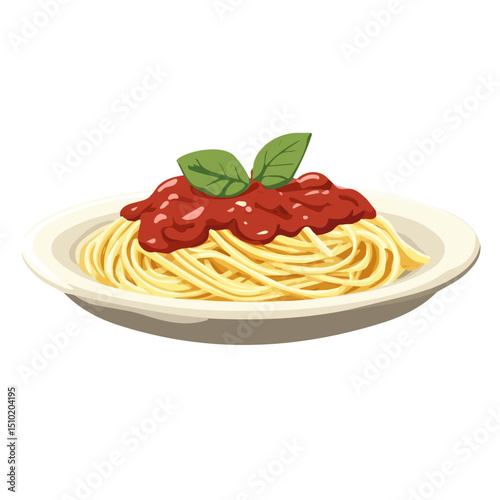 Pasta With Sauce 2D flat vector illustration, isolated on a white background.
