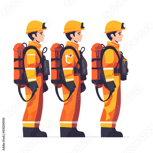 2D flat vector illustration of Rescue Team, isolated on a white background.