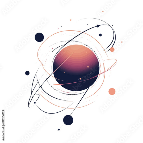 2D flat vector illustration of Orbital Path, isolated on a white background.