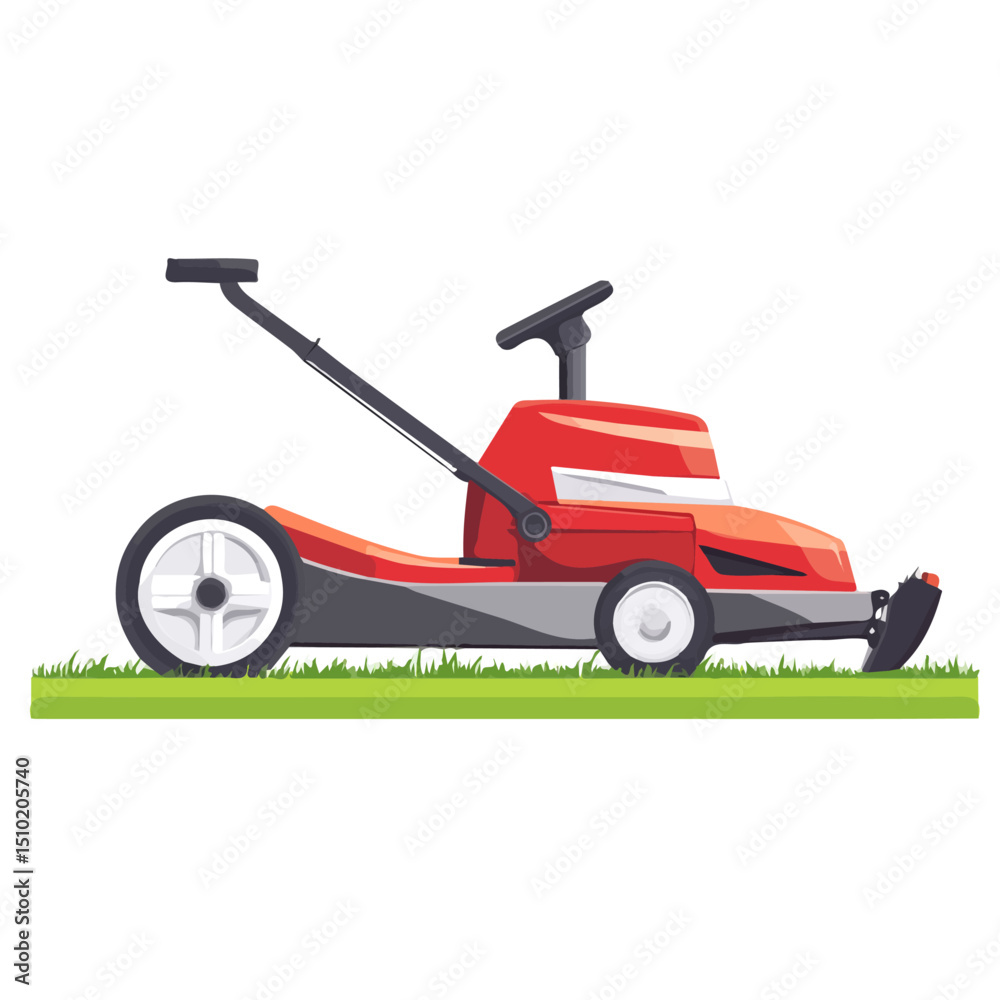 2D flat Lawn Mower vector illustration, isolated on a white background. 2D flat Lawn Mower vector illustration, isolated on a white background.