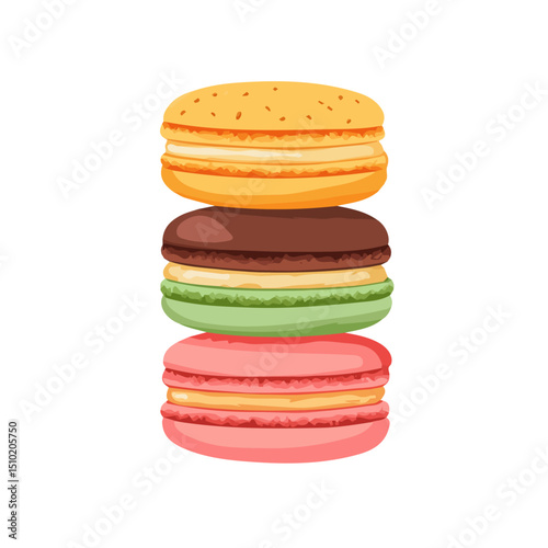 Macaron Cookies vector 2D flat illustration, isolated on a white background.