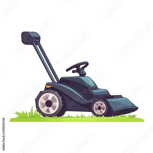 2D flat vector illustration of Lawn Mower, isolated on a white background.