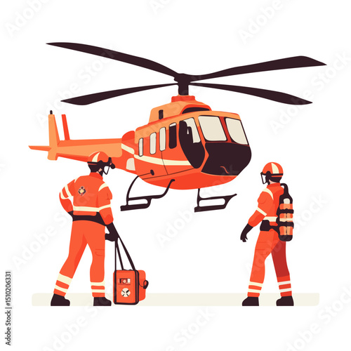 Rescue Services vector 2D flat illustration, isolated on a white background.