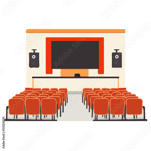 2D flat vector illustration of Lecture Hall, isolated on a white background.
