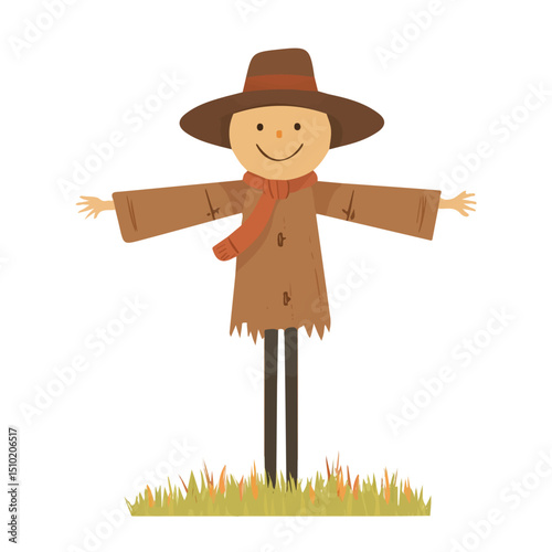2D flat vector illustration of Scarecrow, isolated on a white background.