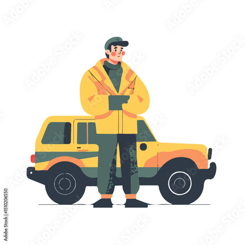 2D flat vector illustration of Mechanic, isolated on a white background.