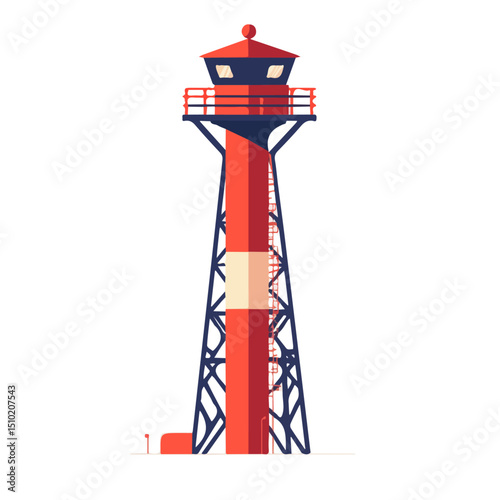 2D flat Launch Tower vector illustration, isolated on a white background.