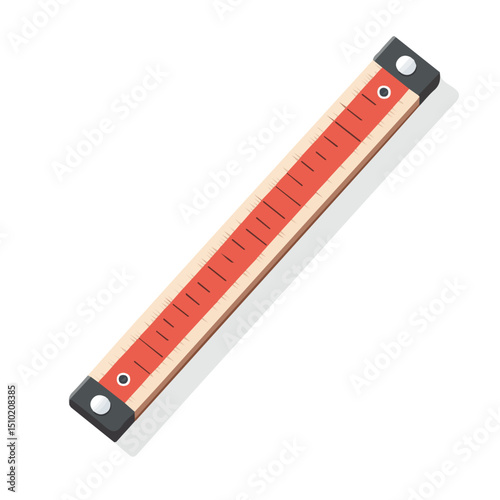 2D flat vector illustration of Ruler, isolated on a white background.