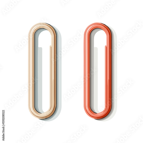 2D flat vector illustration of Paper Clips, isolated on a white background.