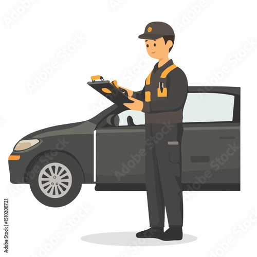 Mechanic 2D flat vector illustration, isolated on a white background.