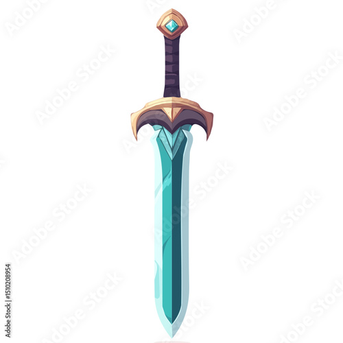 2D flat vector illustration of Magic Sword, isolated on a white background.