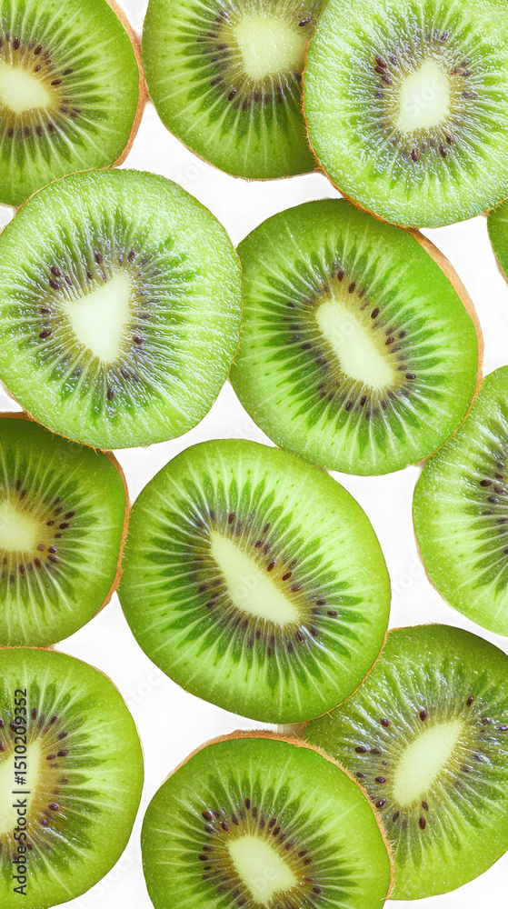 Fototapeta premium Fresh kiwi slices on white background