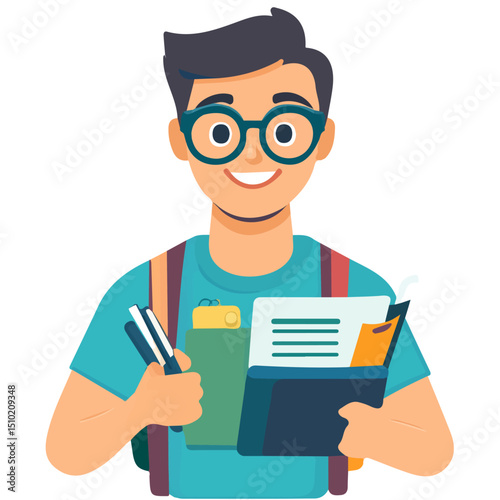 Job Search vector 2D flat illustration, isolated on a white background.