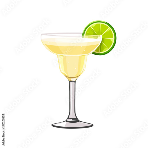 2D flat vector illustration of Margarita Glass, isolated on a white background.