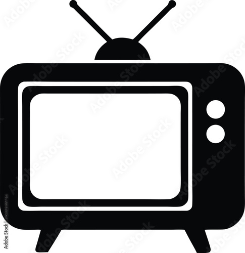 Old tv black and white silhouette, television silhouette vector, tv icon symbol. vector illustration