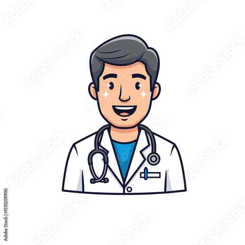 Smiling Pixel Art Doctor Illustration Healthcare Avatar