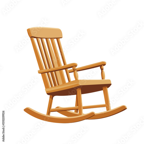 Rocking Chair 2D flat vector illustration, isolated on a white background.