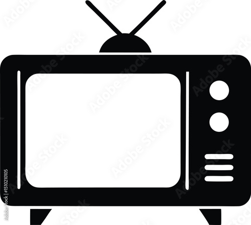 Old tv black and white silhouette, television silhouette vector, tv icon symbol. vector illustration