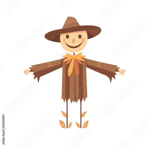 2D flat Scarecrow vector illustration, isolated on a white background.
