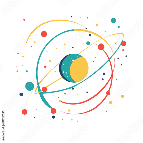 2D flat Orbital Path vector illustration, isolated on a white background.