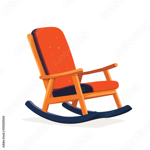 2D flat vector illustration of Rocking Chair, isolated on a white background.