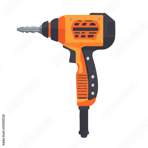 Jackhammer 2D flat vector illustration, isolated on a white background.
