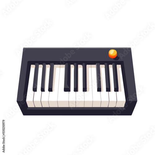 2D flat vector illustration of Piano Keyboard, isolated on a white background.