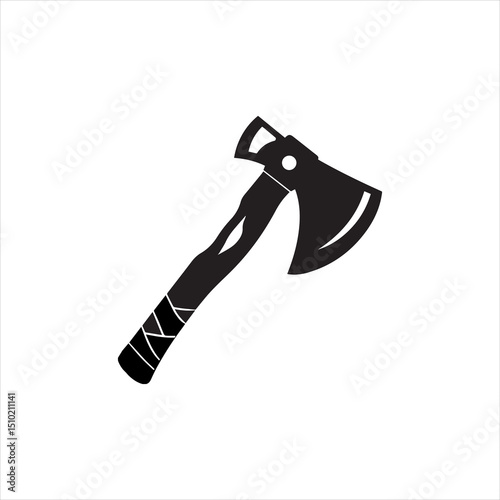 Bold vector silhouette of a combat-style axe – ideal for fantasy game art, medieval-themed merchandise, warrior emblem logos, and role-playing weaponry graphics for digital or print use