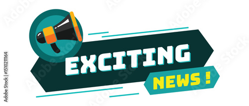 megaphone with Exciting news template, business design, marketing, announcement, discount, cashback. creative banner. editable vector eps 10.